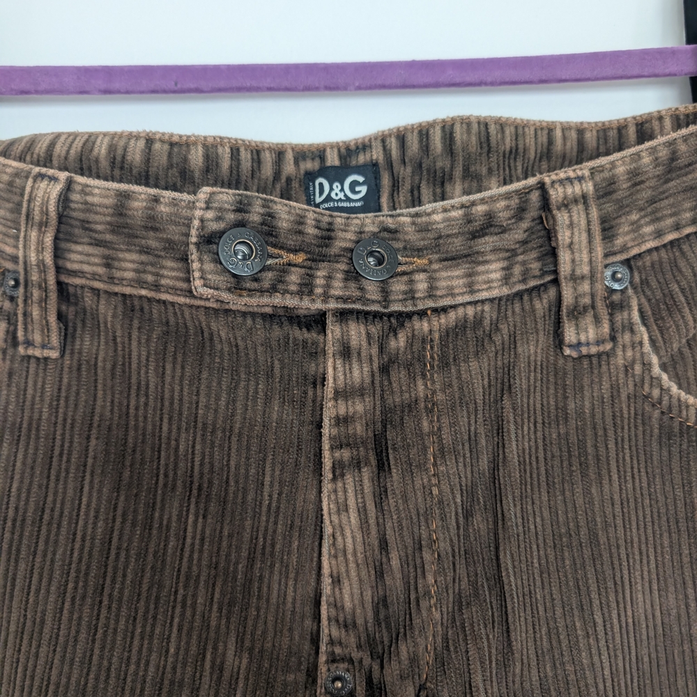 D&G Dolce & Gabbana Corduroy Pants - Brown 34 Waist - Picture 2 of 9